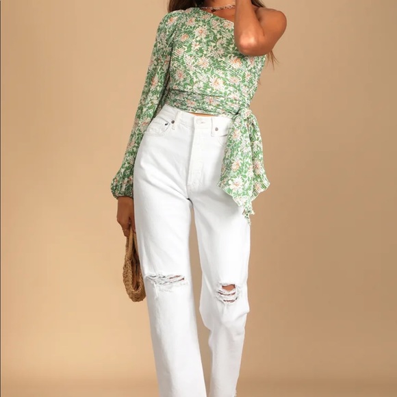 Lulus one sleeve floral top size small - Picture 3 of 3